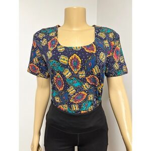 Diana Marco Vintage 90s Abstract Geometric Print Cotton Bodysuit Womens 18W